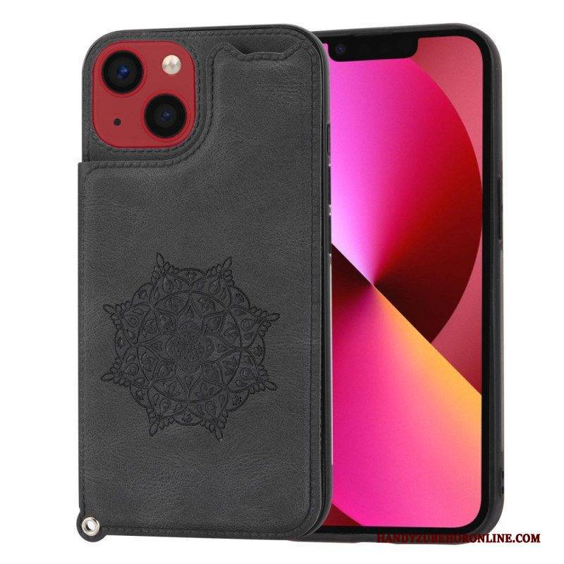 Handyhülle Für iPhone 14 Mit Kordel Kartenhalter Mit Mandala-riemen