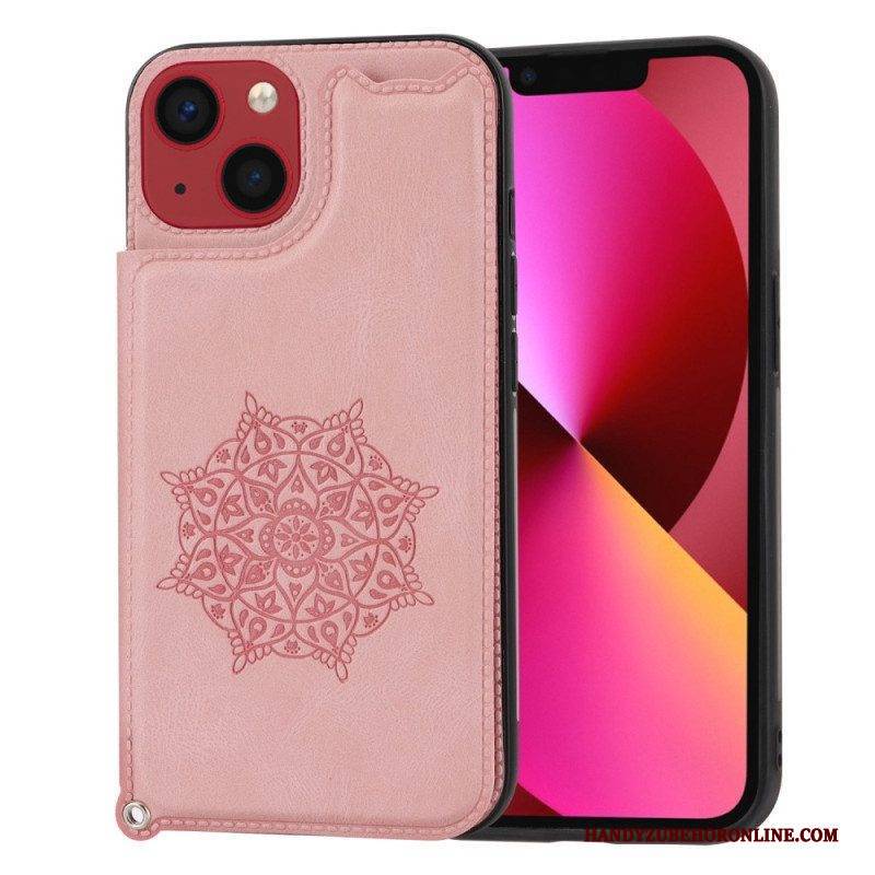Handyhülle Für iPhone 14 Mit Kordel Kartenhalter Mit Mandala-riemen