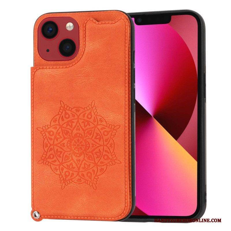 Handyhülle Für iPhone 14 Mit Kordel Kartenhalter Mit Mandala-riemen