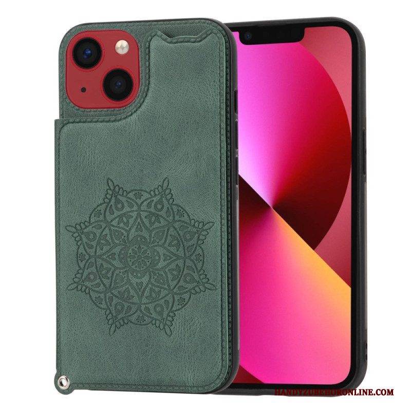 Handyhülle Für iPhone 14 Mit Kordel Kartenhalter Mit Mandala-riemen