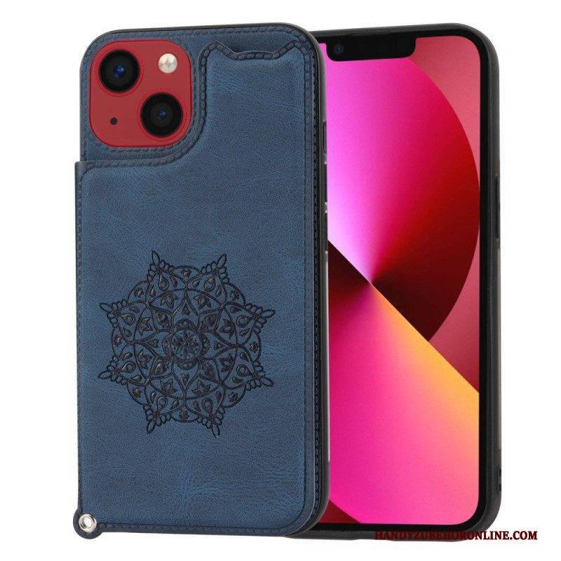 Handyhülle Für iPhone 14 Mit Kordel Kartenhalter Mit Mandala-riemen