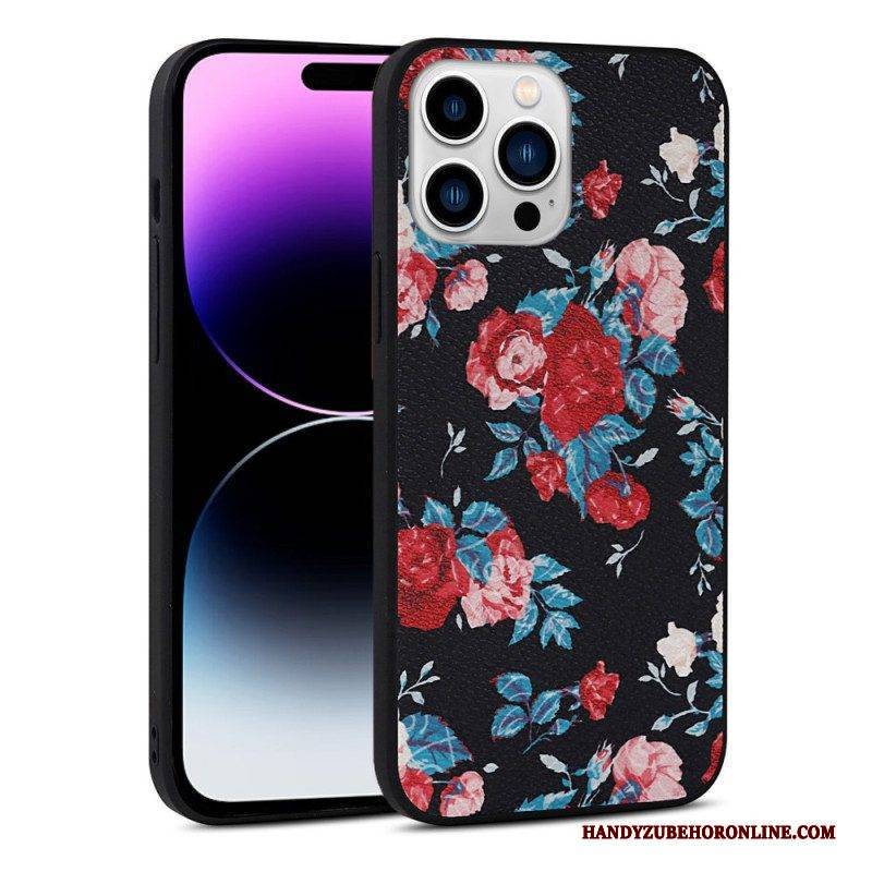 Handyhülle Für iPhone 14 Pro Kunstleder Mit Blumenmuster