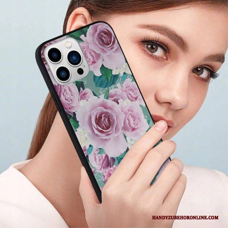 Handyhülle Für iPhone 14 Pro Kunstleder Mit Blumenmuster