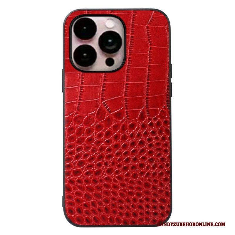 Handyhülle Für iPhone 14 Pro Max Echtes Leder Mit Krokodilstruktur