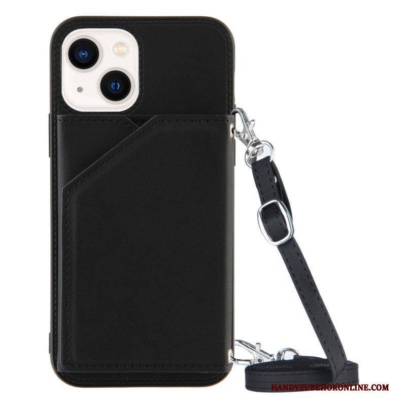 Handyhülle Für iPhone 14 Schultergurt. Kartenhalter