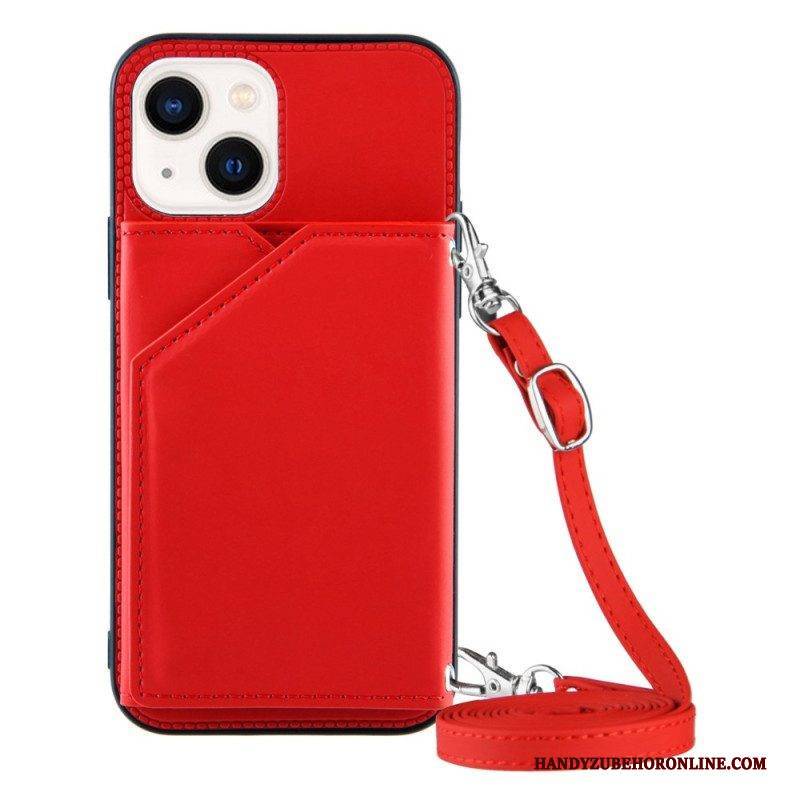 Handyhülle Für iPhone 14 Schultergurt. Kartenhalter
