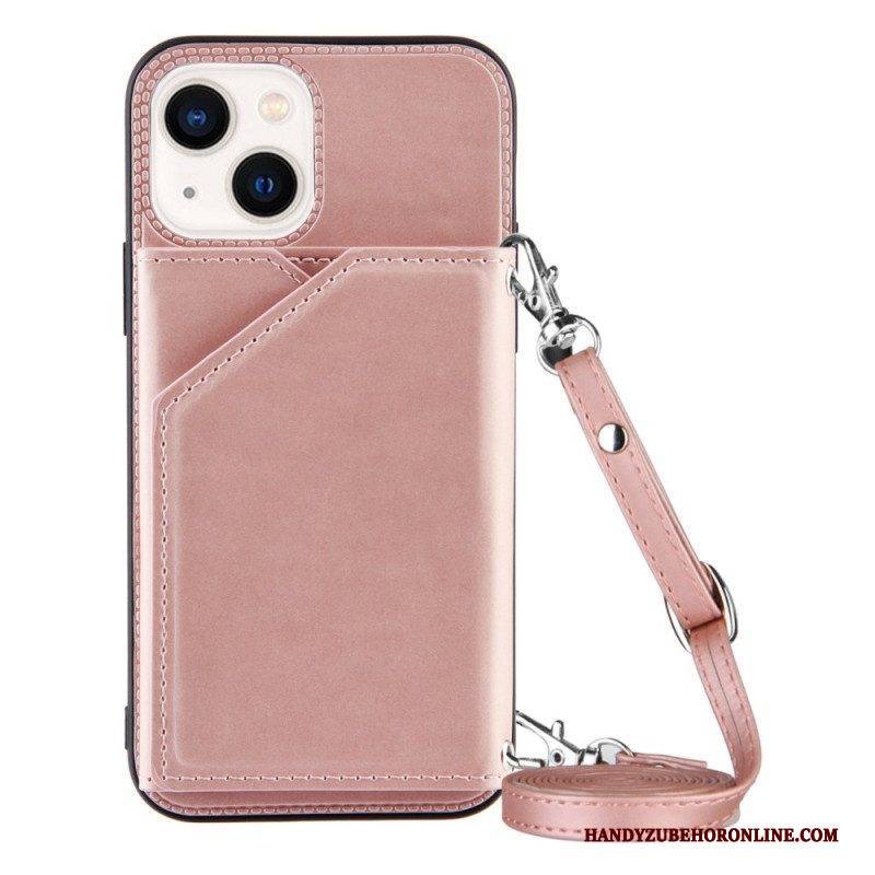 Handyhülle Für iPhone 14 Schultergurt. Kartenhalter