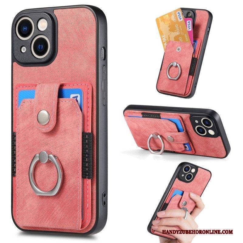Handyhülle Für iPhone 15 Vintage Mit Ringhalter Und Kartenhalter