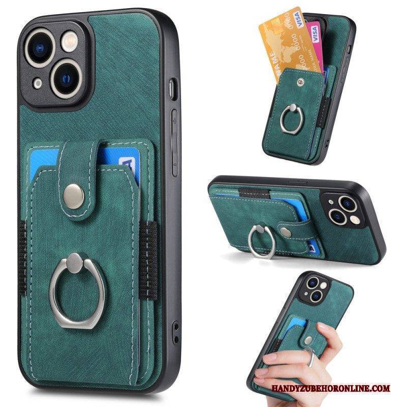Handyhülle Für iPhone 15 Vintage Mit Ringhalter Und Kartenhalter