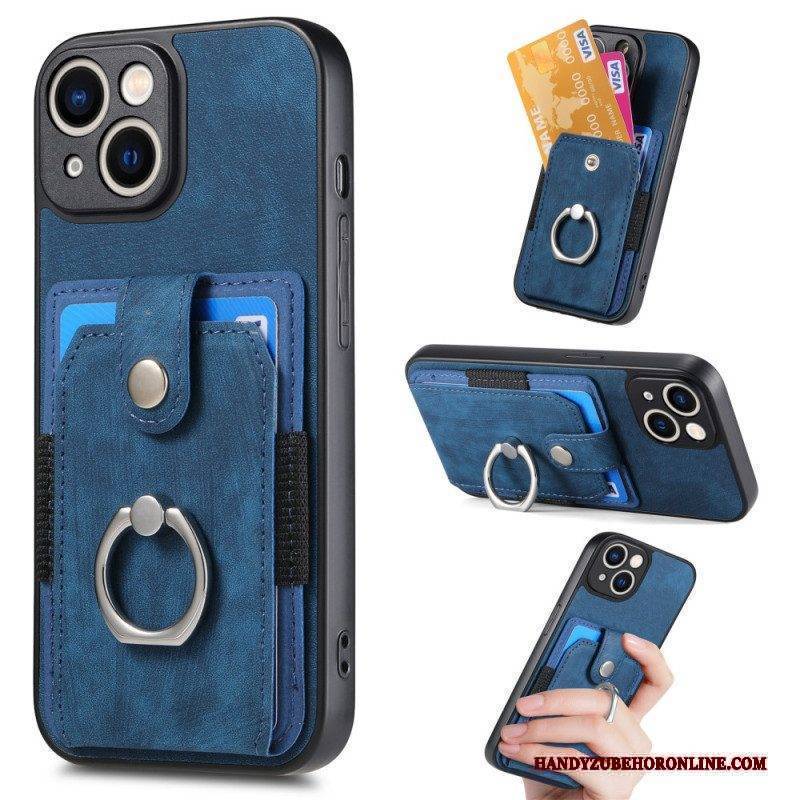 Handyhülle Für iPhone 15 Vintage Mit Ringhalter Und Kartenhalter
