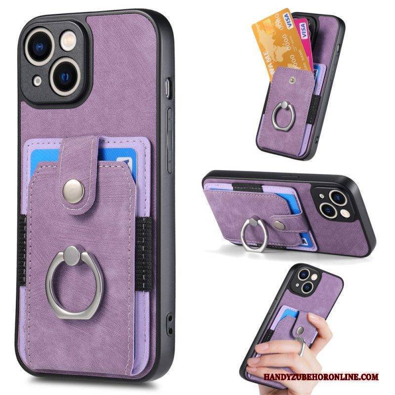 Handyhülle Für iPhone 15 Vintage Mit Ringhalter Und Kartenhalter