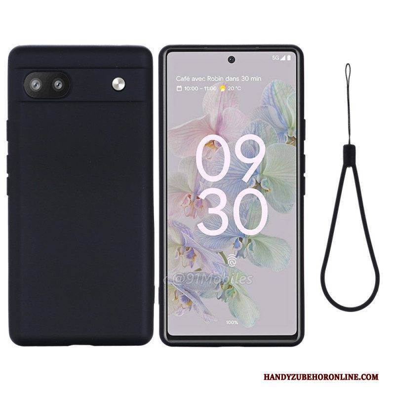 Hülle Für Google Pixel 6A Mit Kordel Riemchen Aus Flüssigem Silikon