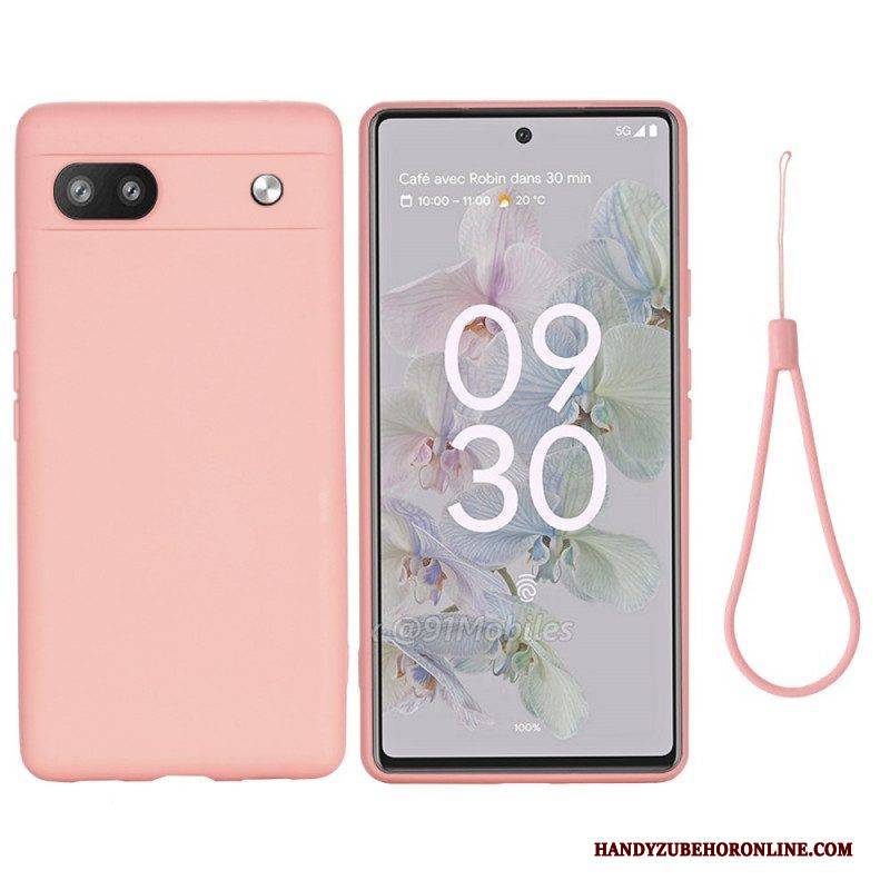 Hülle Für Google Pixel 6A Mit Kordel Riemchen Aus Flüssigem Silikon