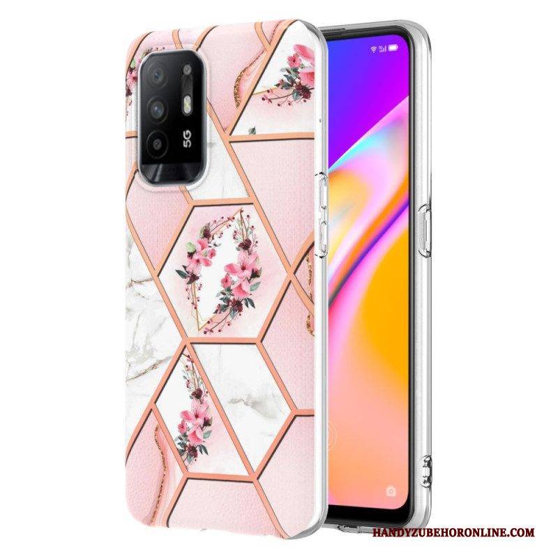 Hülle Für Oppo A94 5G Bunter Geometrischer Marmor