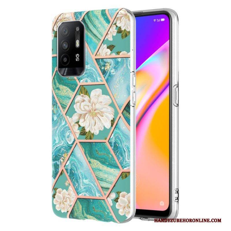 Hülle Für Oppo A94 5G Bunter Geometrischer Marmor