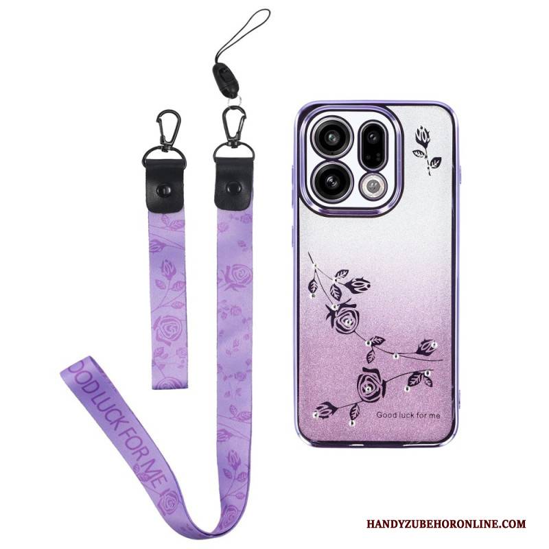 Hülle Für Oppo Find X9 5g Kadem Riemen Mit Blumen Und Strasssteinen