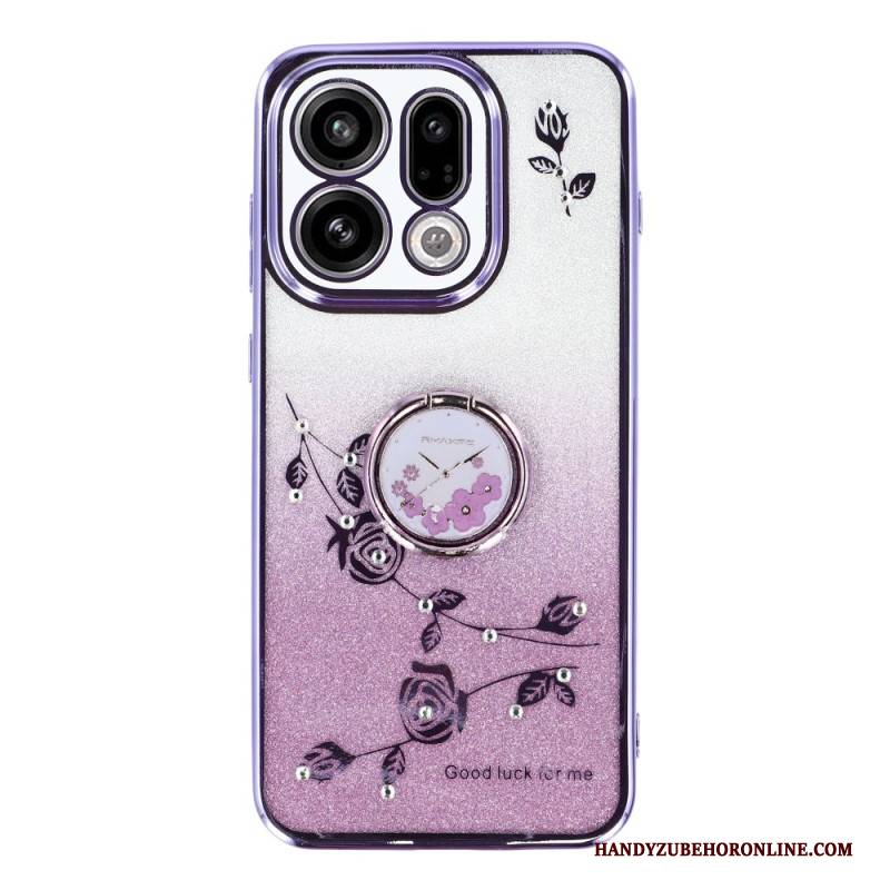 Hülle Für Oppo Find X9 5g Kadem Ringhalter Mit Blumen Und Strasssteinen