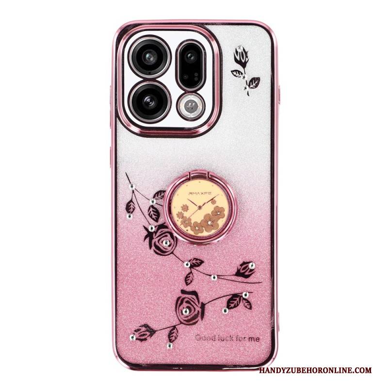 Hülle Für Oppo Find X9 5g Kadem Ringhalter Mit Blumen Und Strasssteinen