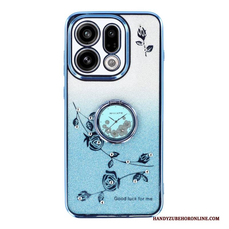 Hülle Für Oppo Find X9 5g Kadem Ringhalter Mit Blumen Und Strasssteinen