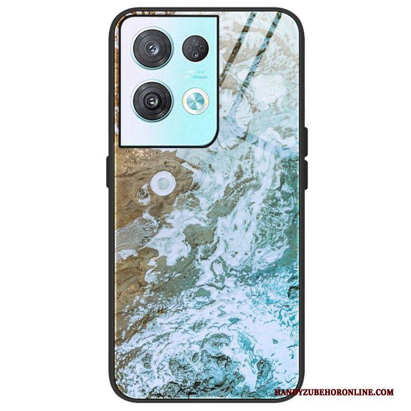 Hülle Für Oppo Reno 8 Pro Marmorfarben Gehärtetes Glas