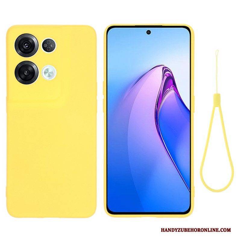 Hülle Für Oppo Reno 8 Pro Mit Kordel Riemchen Aus Flüssigem Silikon