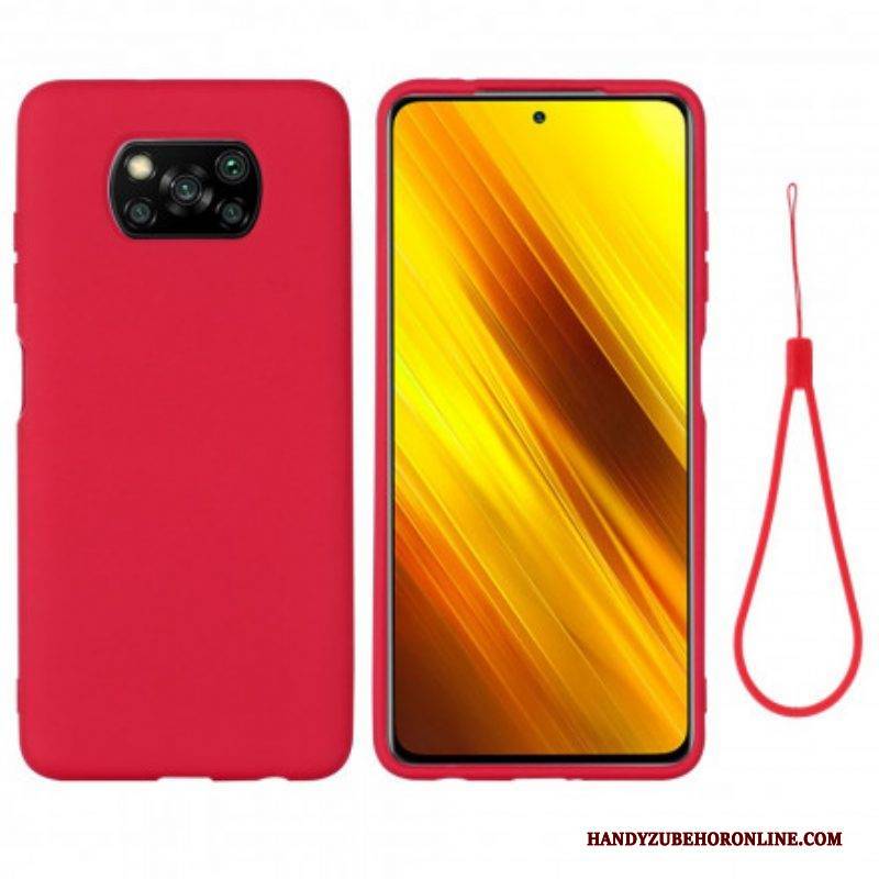 Hülle Für Poco X3 / X3 Pro / X3 NFC Flüssigsilikon-design Mit Umhängeband