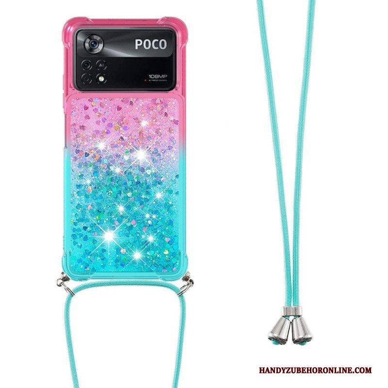 Hülle Für Poco X4 Pro 5G Mit Kordel Glitzerndes Silikonband
