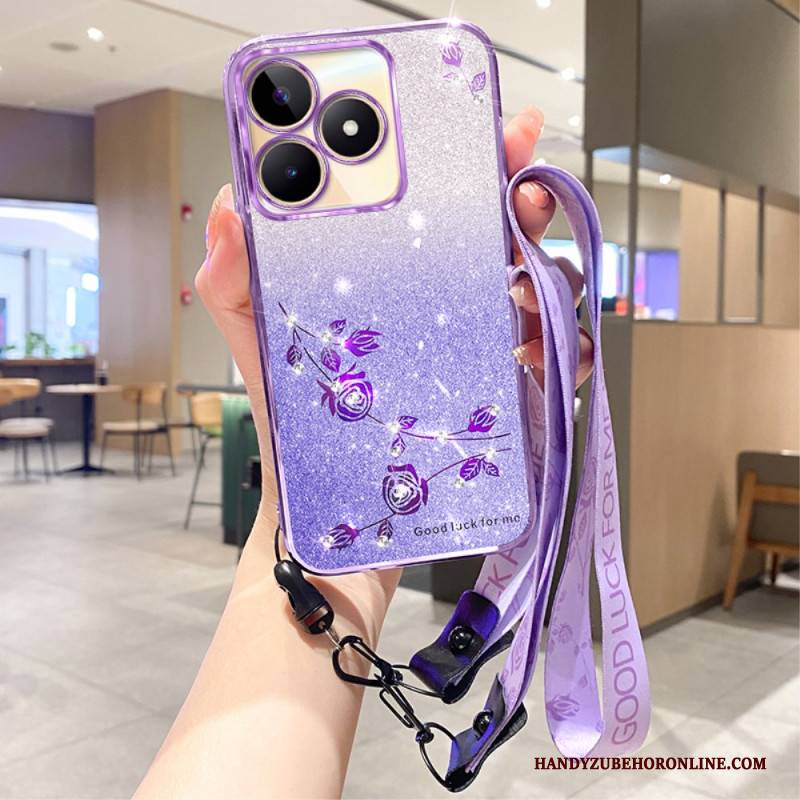 Hülle Für Realme C53 Kadem Glitzer- Und Strasshalter Mit Umhängeband