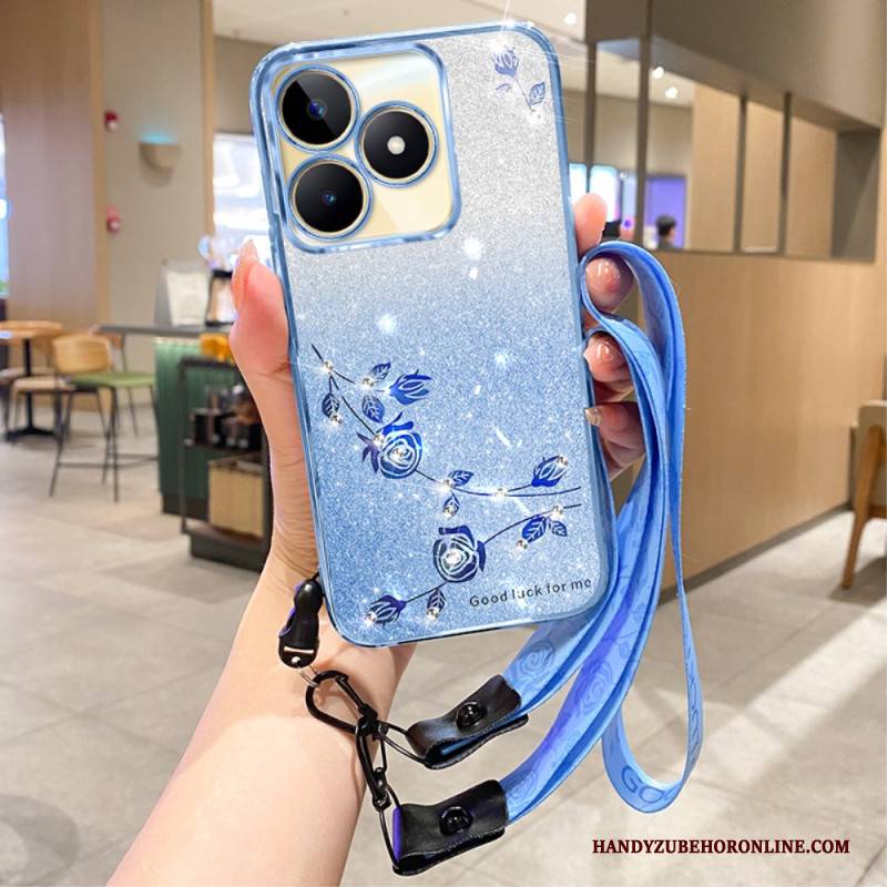 Hülle Für Realme C53 Kadem Glitzer- Und Strasshalter Mit Umhängeband