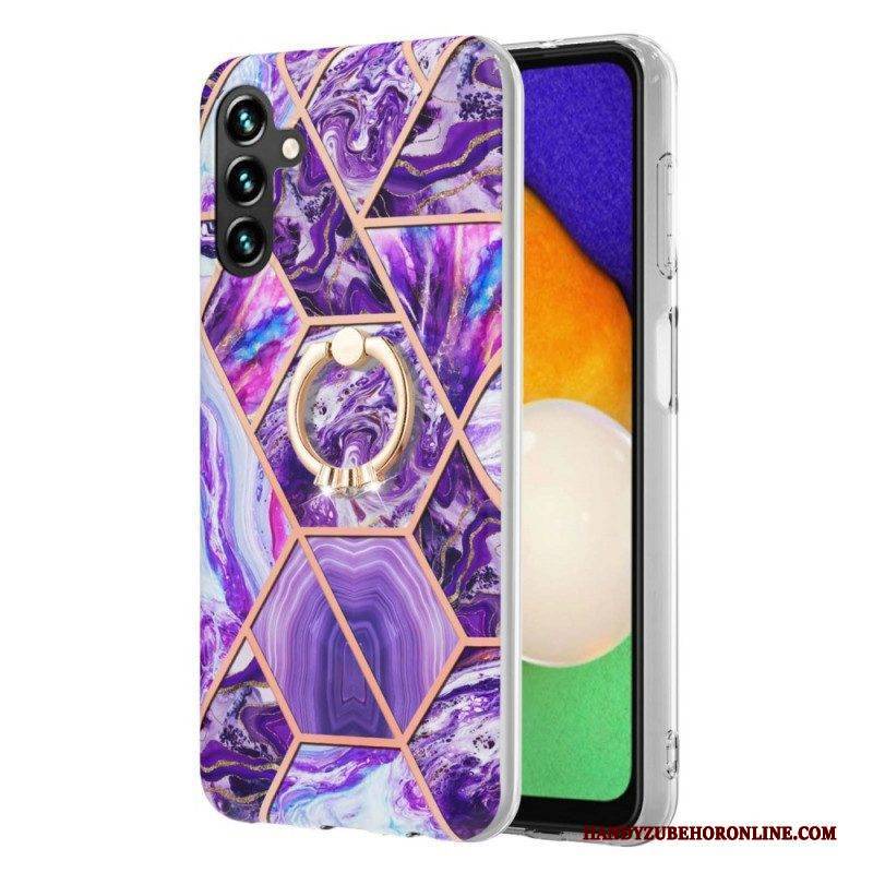Hülle Für Samsung Galaxy A13 5G / A04s Geometrischer Marmor Mit Ringunterstützung