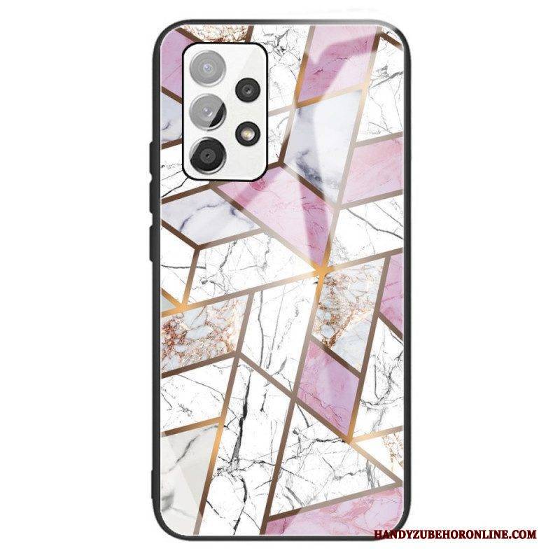 Hülle Für Samsung Galaxy A13 Geometrie Marmor Gehärtetes Glas