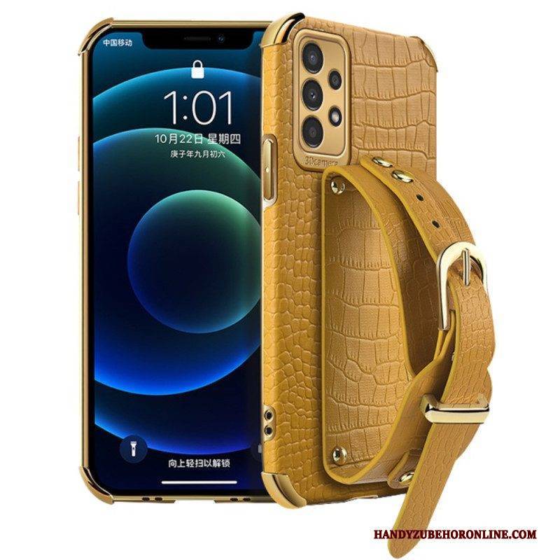 Hülle Für Samsung Galaxy A13 Krokodil-stil Mit Stützgurt