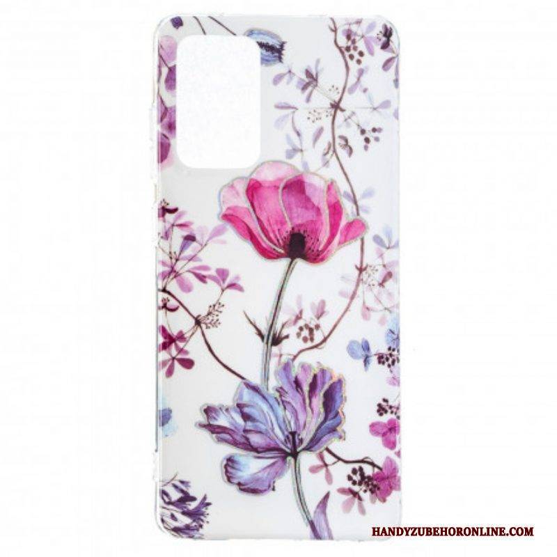 Hülle Für Samsung Galaxy A52 4G / A52 5G / A52s 5G Marmorierte Blumen