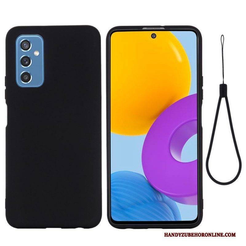 Hülle Für Samsung Galaxy M52 5G Mit Kordel Riemchen Aus Flüssigem Silikon