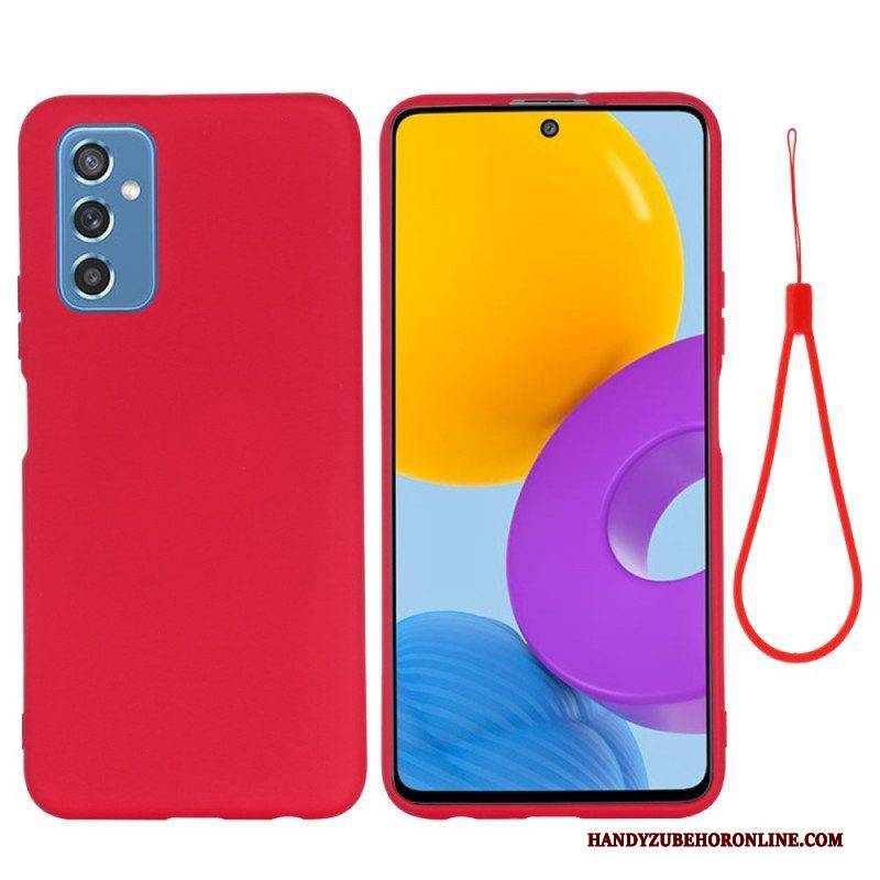 Hülle Für Samsung Galaxy M52 5G Mit Kordel Riemchen Aus Flüssigem Silikon