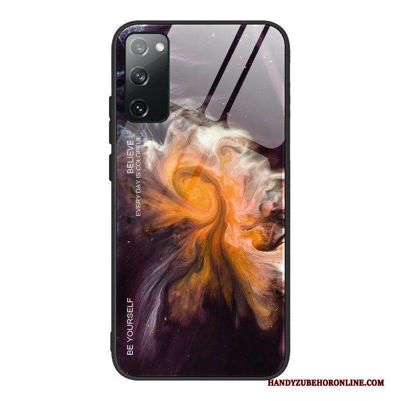 Hülle Für Samsung Galaxy S20 FE Marmorfarben Gehärtetes Glas