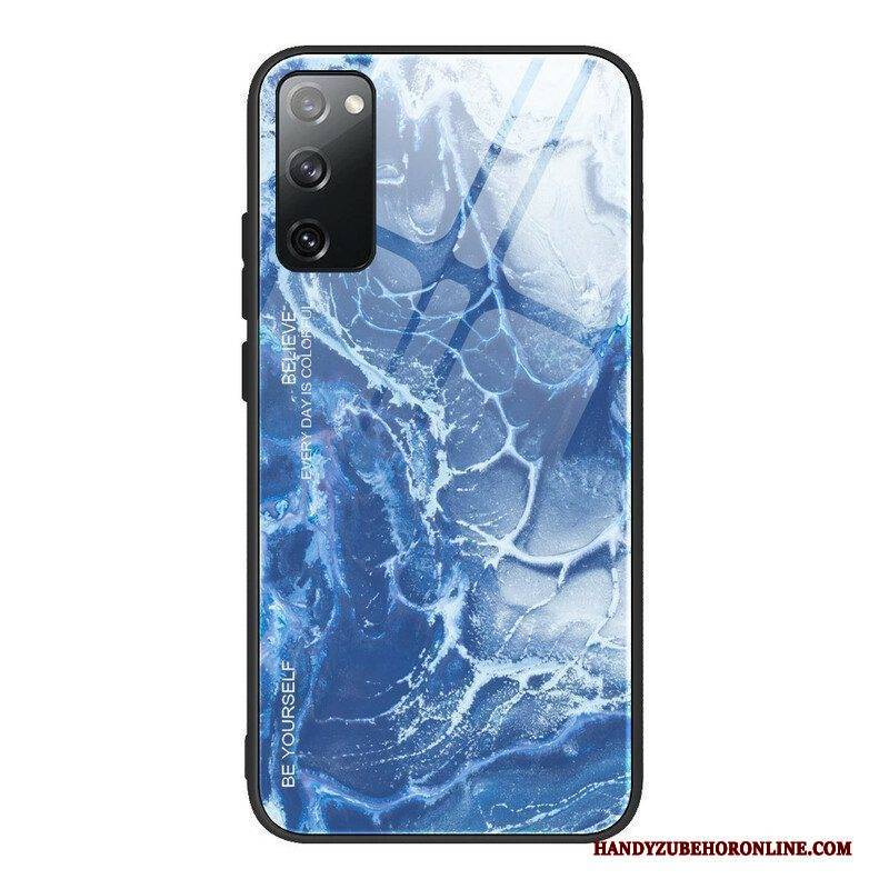 Hülle Für Samsung Galaxy S20 FE Marmorfarben Gehärtetes Glas