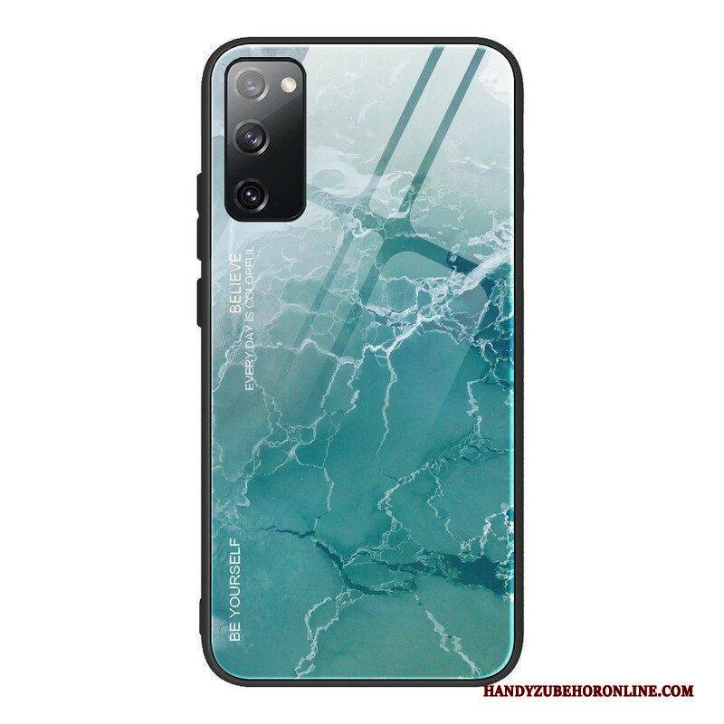 Hülle Für Samsung Galaxy S20 FE Marmorfarben Gehärtetes Glas