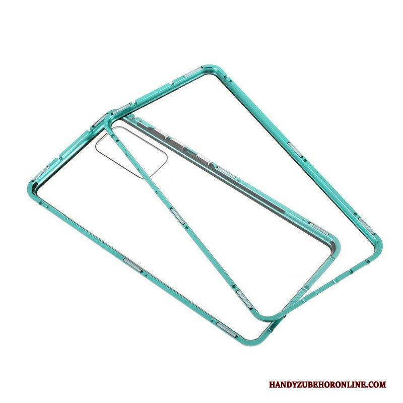 Hülle Für Samsung Galaxy S20 FE Metallkanten Und Rückseite Aus Gehärtetem Glas