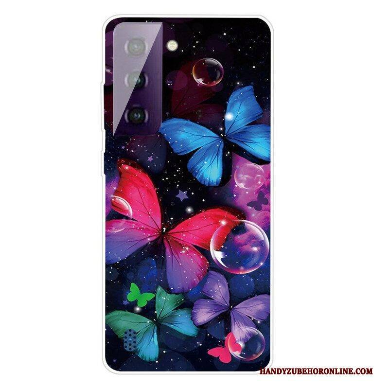 Hülle Für Samsung Galaxy S21 FE Flexible Schmetterlinge