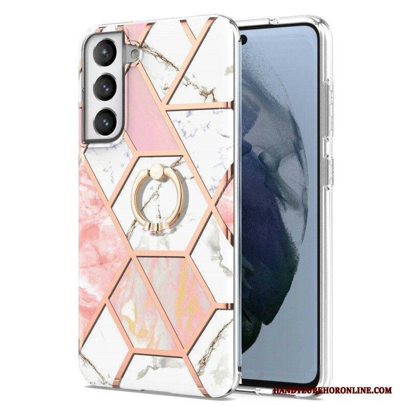 Hülle Für Samsung Galaxy S21 FE Geometrischer Marmor Mit Ringunterstützung