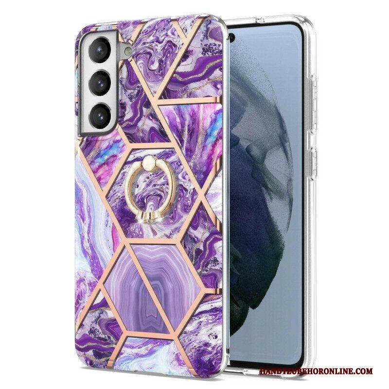 Hülle Für Samsung Galaxy S21 FE Geometrischer Marmor Mit Ringunterstützung