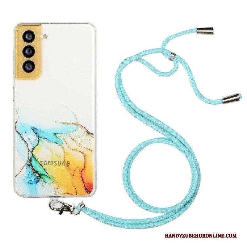 Hülle Für Samsung Galaxy S21 FE Mit Kordel Mit Marmorschnur