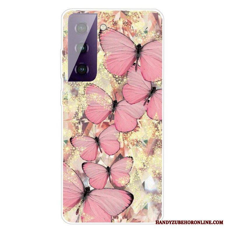 Hülle Für Samsung Galaxy S21 FE Schmetterlinge Schmetterlinge