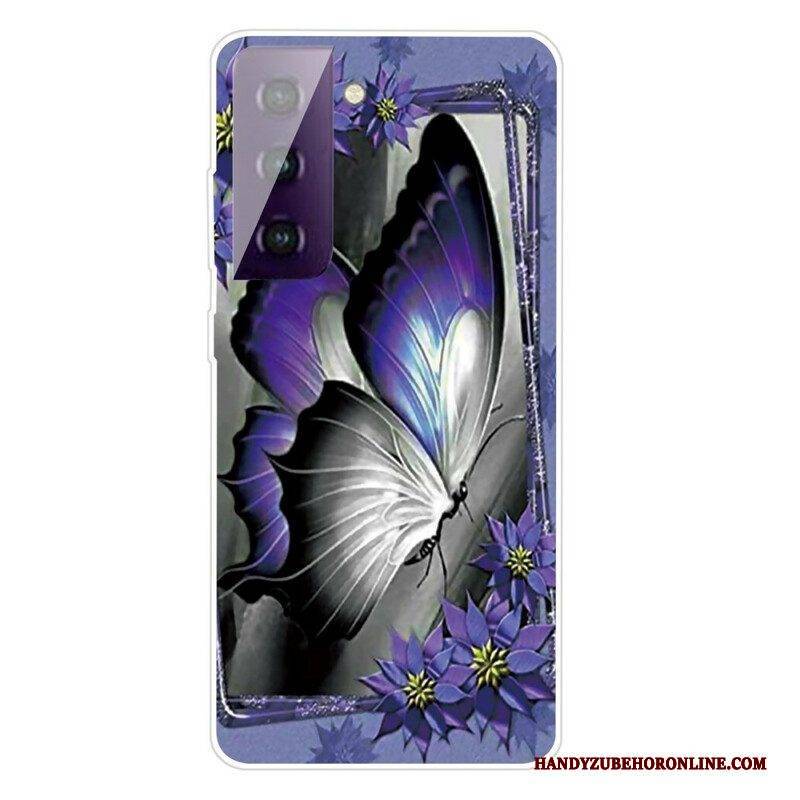 Hülle Für Samsung Galaxy S21 FE Schmetterlinge Schmetterlinge