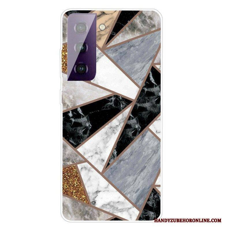 Hülle Für Samsung Galaxy S21 FE Variabler Geometrischer Marmor