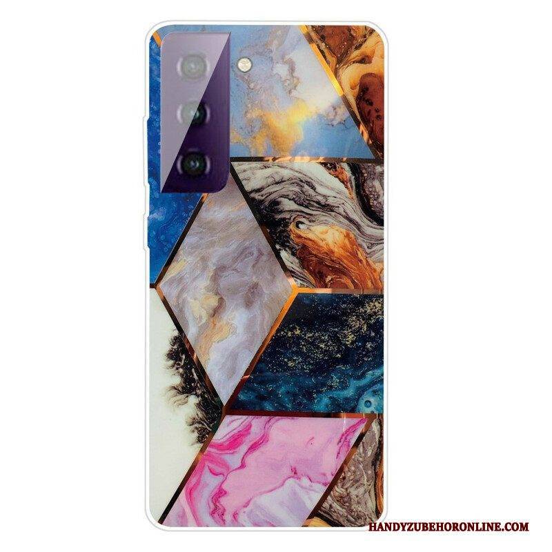Hülle Für Samsung Galaxy S21 FE Variabler Geometrischer Marmor
