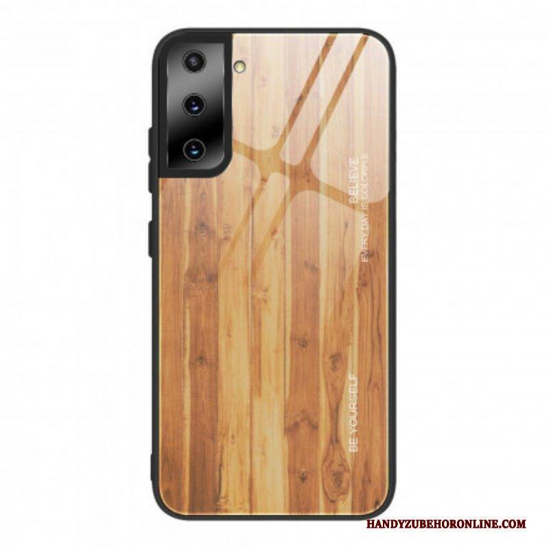 Hülle Für Samsung Galaxy S21 Plus 5G Holzdesign Aus Gehärtetem Glas