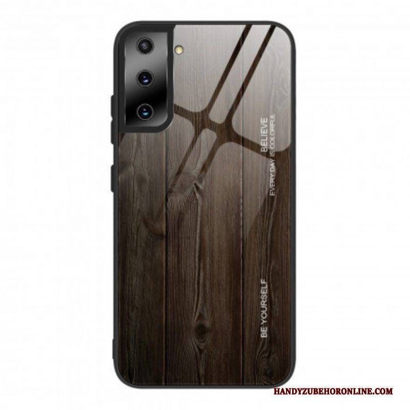 Hülle Für Samsung Galaxy S21 Ultra 5G Holzdesign Aus Gehärtetem Glas