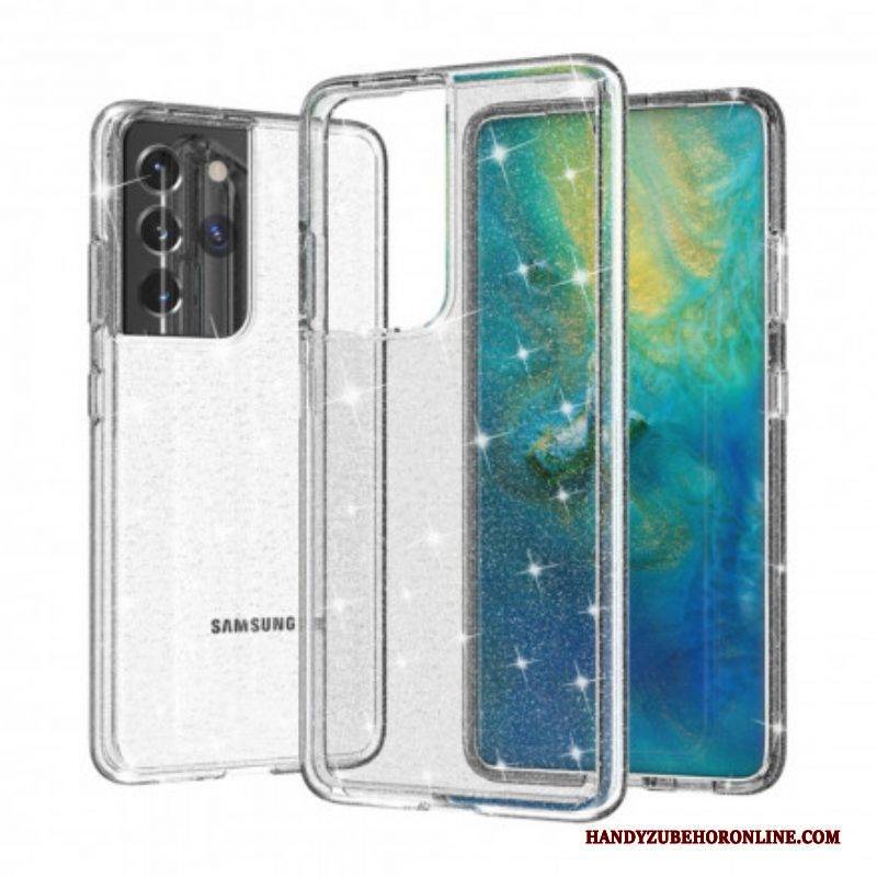 Hülle Für Samsung Galaxy S21 Ultra 5G Transparente Pailletten